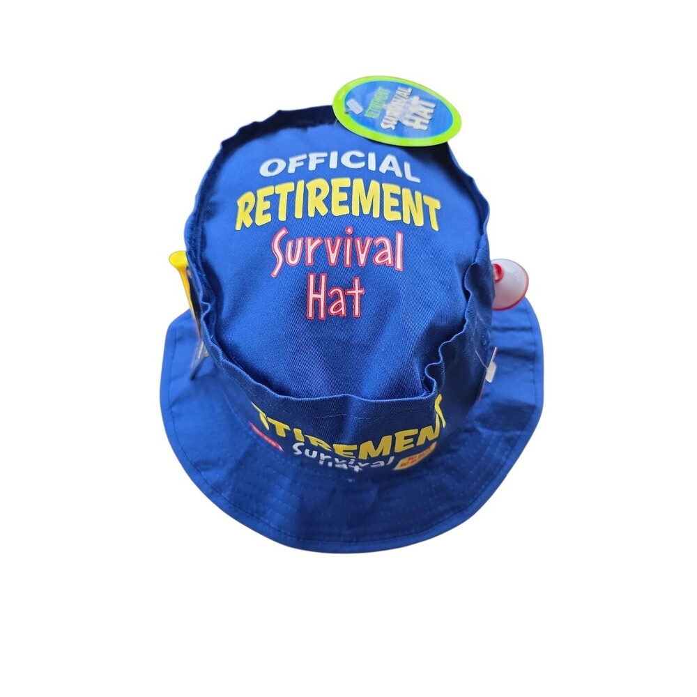 Official Retirement Survival Bucket Hat NWT Blue Fishing Bobber Bottle Opener - Picture 5 of 10